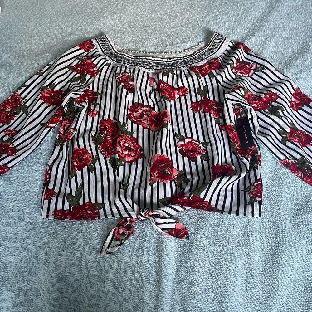NOBO Red Floral Striped Blouse